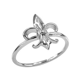 Religious Jewelry Dainty 925 Sterling Silver Fleur-de-Lis Ring (Size 8)