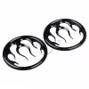 Unbranded Gloss Black Flames Front Speaker Grill Trim For Harley