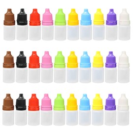 Honbay 30PCS 5ML Plastic Empty Squeezable Dropper Bottles Portable Eye Drop Bottle Containers Eye Liquid Dropper Bottle with Screw Cap and Plug (10 Colors)