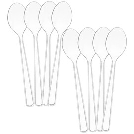 Set of 8 - 10 Clear Plastic Serving Spoons For Events Reusable or Disposable