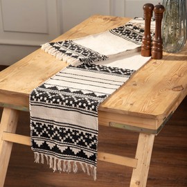 REDEARTH Placemats-Hand Woven Exquisite Artisan Made Table Linen for Dining Table, Coffee Table, Console, Dresser; 100% Cotton (13"x20"; Ziggurat Obsession Black) Set of 6