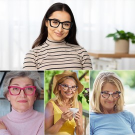 Hubeye 3 Pack Oprah Style Anti Blue Glasses for Women Men Blue Light Blocking Computer Square Readers with Spring Hinge