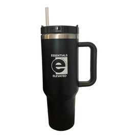 Essentials Elevated 40oz Stainless Steel Vacuum Tumbler with Handle, Reusable Straw-100% Leakproof (Black)