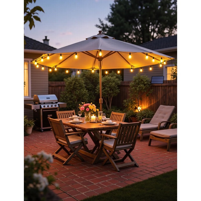 Larkvue 25FT Solar String Lights Outdoor with Remote, Waterproof Dimmable