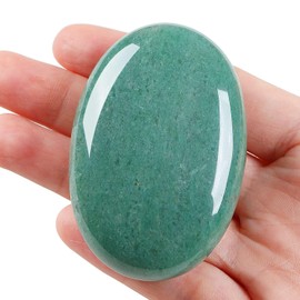 LAIDANLA Green Aventurine 2.4" Large Palm Stone Healing Crystals Natural Gemstones Calming Effects Energy Balancing Reiki Polished Worry Stone Cleansing Protection Anxiety Stress Relief Therapy 1PC