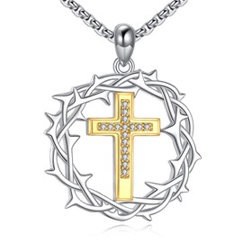 ZPMMPZ Crucifix Necklace Sterling Silver 18k Gold Cross Pendant Christian Jewelry Religion Gifts for Men Women