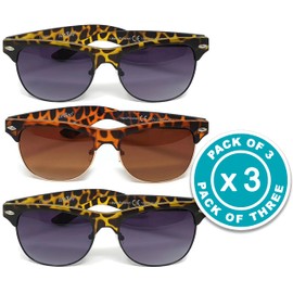 iceBoo Pack of 3 Sunglasses, UV400 CAT.3 Protection Lenses Turtle Shell Frame Collection Lightweight Unisex Eyewear (Pack of 3 (6021x2, 6020x1))