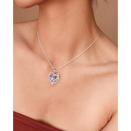 CAIDIKA June Birthstone Alexandrite Pendant 925 Sterling Silver Heart Necklace for Mom Women's Mother's Day Jewelry