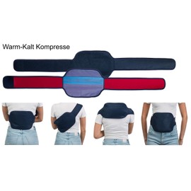 Brandsseller Warm-Cold Compress Set Back Pelvic Belly Adjustable Velcro Bandage Reusable Gel Pad Approx. 23 x 17 cm