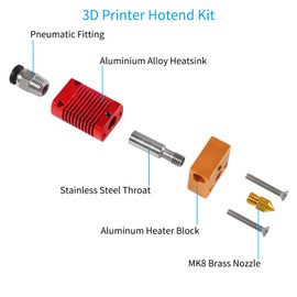 Aokin 3D Printer Hotend Kit for Creality Ender 3, Ender 3 Pro, Ender 3 V2, CR-10, CR-10S, Upgrade Assembled Extruder Hotend with 6 Pcs 0.4mm Brass Nozzles, 1 Pcs Black Silicone Sock and Install Tool