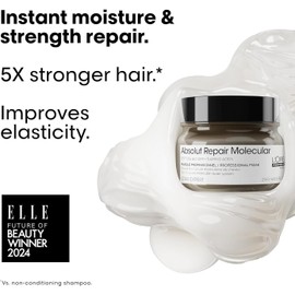 L'Oréal Professionnel Absolut Repair Molecular Mascarilla 250ml | Mascarilla Reparadora Para Cabello Muy Dañado | Con Tecnología 2% Reparador de Péptidos y 5 Aminoácidos | Repara la Estructura Molecular y Restaura la Fuerza del Cabello