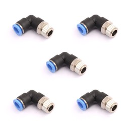 CEKER 1/4 Elbow Male Airlines Push Fittings 90 Degree Push to Connect Fittings Air Fittings, PL 12MM Tubing Od x 1/4" Npt Thread Pneumatic Push In Connectors Quick Connect Tube Fittings 5Packs