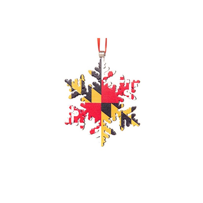 Collegiate Pulse Maryland Flag Snowflake Christmas Ornament