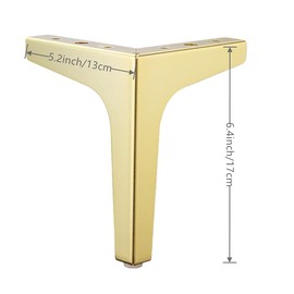 Eidoct 6" / 15cm Furniture Legs,Modern Style Furniture Sofa Legs Metal Gold Triangle Feet for Table Cabinet Cupboard Sofa, Gold