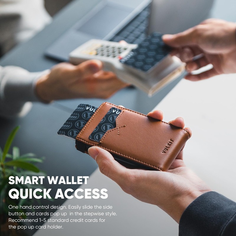 VULKIT Slim Credit Card Holder RFID Blocking Pop Up Card