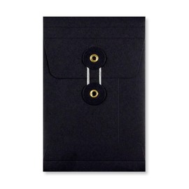 Envelope C6, 162 x 114 mm + 25 mm Gusset, Black, Twine Closure, Japanese Closure, Kraft Paper - Pack of 10
