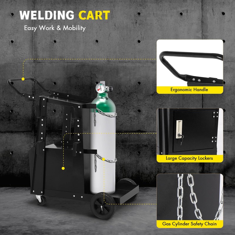 Heavy Duty Welding Cart for MIG Welder & Plasma Cutter，3