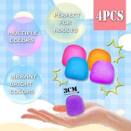 4PCS Stress Balls for Autism, Doh Cube Squishy Fidget Toys for Kids, Sensory Balls Anxiety Relief, Squeeze Hand Exercise Stress Ball Toys for Adults Fun Stocking Filler