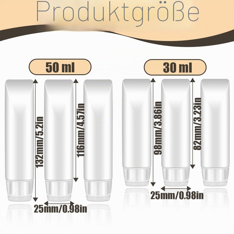 YAYNO Pack of 6 Refillable Empty Tubes 30/50 ml Transparent