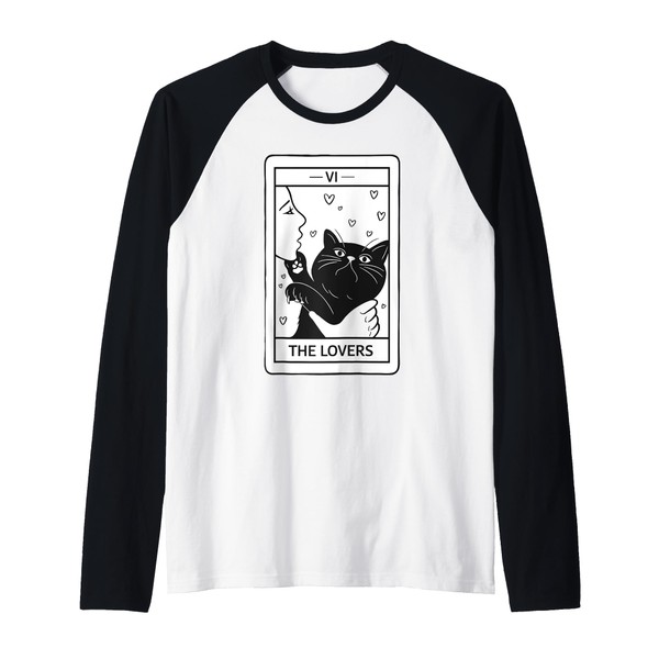Witchy Black Gothic Cat Tarot Card Funny Cat Lover Raglan