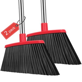 nacena NACENA Heavy Duty Broom, 55 Inch Long Handle Outdoor Large Angle Brooms, Commercial Broom for Sweeping Indoor, for Home Garage Kitchen Office Courtyard Lobby Patio Lawn Concrete, 2 Pack (Black&Red)