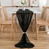 CHUQING Black Chiffon Table Runner 27x120 Inches Wedding Tablecloth Sheer