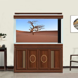 ZatiasMiller Reptile Habitat Background Sunset Desert Dune Tree Terrarium Background Lonely Dead Tree Desert Landscape Aquarium Background Fish Tank Decor Vinyl 36x18in