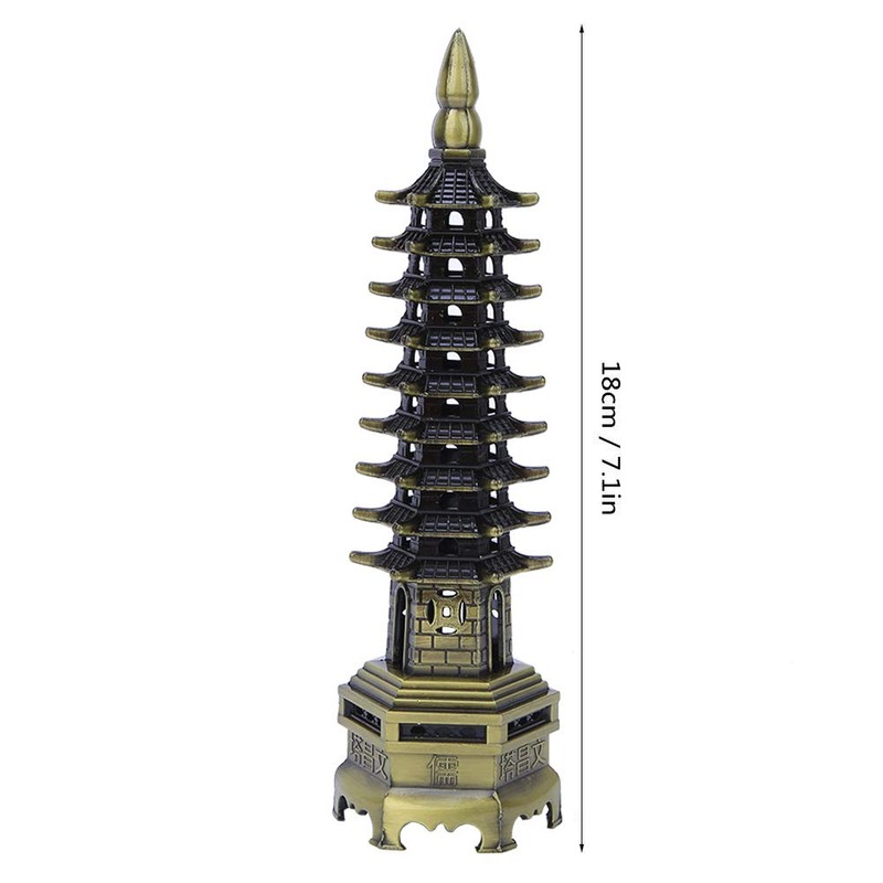 Alloy WenChang Tower Model for Bedroom Home, Vintage Chinese Tower