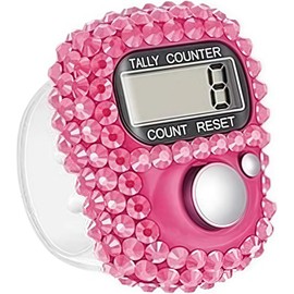Pink Electronic Finger Tally Counter Clicker Counter,Convenient Portable Digital Display Tally Counter,Resettable Mini Lap Counter for Golf Goods Counting Accessories,Track and Field Lap Counters