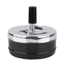 Smokeless Ashtray, Spinning Ashtray, Round Push Down Smoking Ashtray Indoor Outdoor Smoking Ashtray Metal Ashtray Wiring for Patio Home Table Modern Ashtrays(l-black)