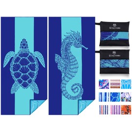 2 Pack Microfiber Lightweight Beach Towel 71"x32" Oversized Extra Large Thin Sand Free Towels Travel Swim Pool Yoga Gym Camping for Adults Women Men Beach Essentials Accessories Vacation Gift