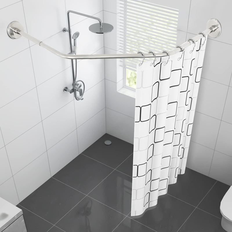 Stretchable Corner Shower Curtain Rod,304 Stainless Shower Curtain Rod for