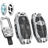 WKIOERAD Heavy Zinc Alloy Key fob Case Cover with Keychain Compatible with Hyundai Loniq Elantra Sonata Santa fe Tucson Santa Cruz Palisade Veloster Key Shell Accessories (7 Button Silver)