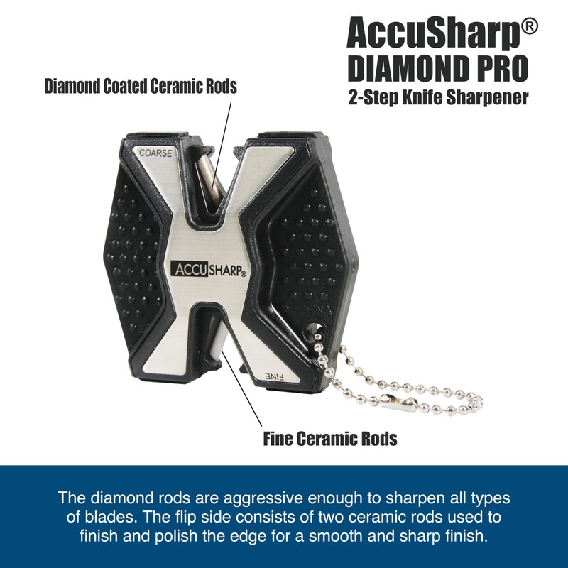 AccuSharp Diamond Pro 2-Step Knife Sharpener, Restores, Hones & Sharpens