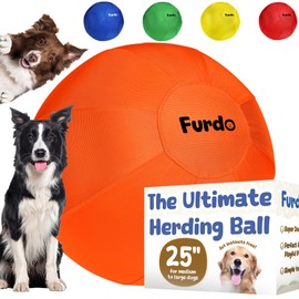 Furdo 25" Herding Ball for Dogs, for Australian Shepherd, for Cattle, for Border Collie, for Blue Heelers & Other Medium to Large Dogs, Herding Dog Ball, Herding Dog Toys, Horse Ball - Orange