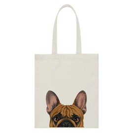 WIRESTER Reusable Canvas Tote Bag for Women Girls, Beach Bag, Grocery Shopping Bag, Shoulder Bag, Travel Tote Bag - Black Tan French Bulldog