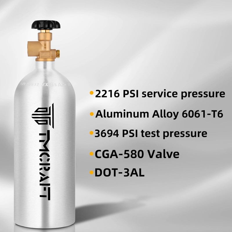TMCRAFT 15 Cu.Ft Nitrogen Cylinder, High-Strength Aluminum Alloy Inert Gas