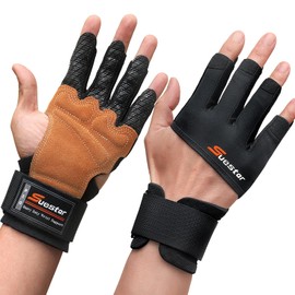 SueStar Training Gloves, Muscle Training, Sports Gloves, Weightlifting Gloves, Full Palm Protection, Strong Grip, Breathable, Wrist Protection, Anti-Slip, High Elastic Pad, Thin, Lightweight, Durable,