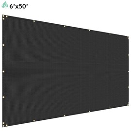 SunnyRoyal Privacy Fence Screen Heavy Duty Windscreen Net Fabric with Brass Grommets and Zip Ties Outdoor Black 6' x 50'