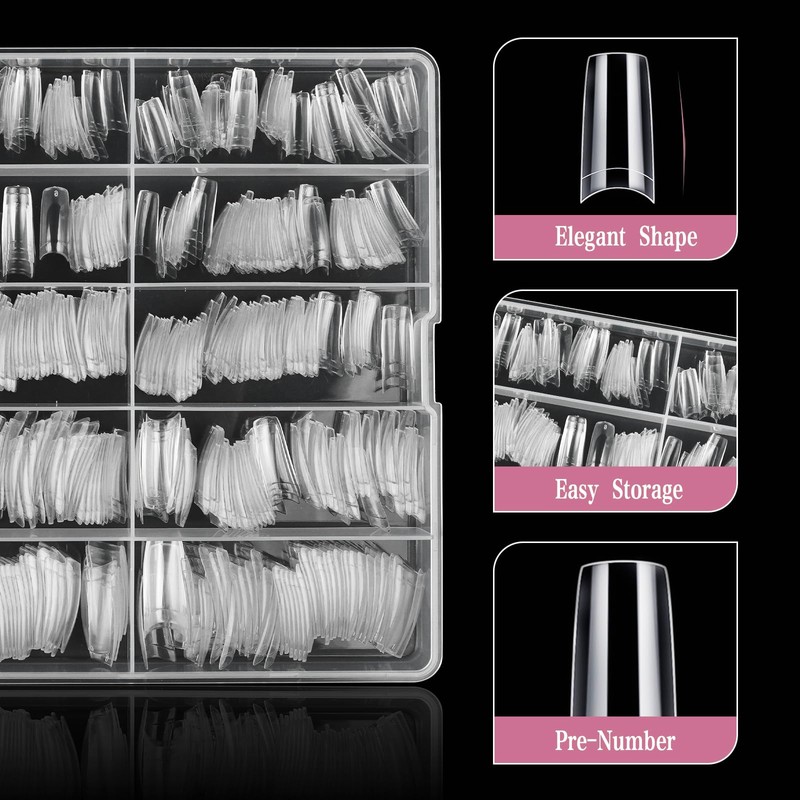 Nail Tips for Gel Nails, Venares 500 Pieces Acrylic Artificial