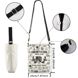 JTOUK Crochet and Cuss Social Club Crossbody Bag, Funny Crochet Gift, Crochet Gift, Crochet, Knitting, Gift, Crochet, Gift, Crochet Cb Eu