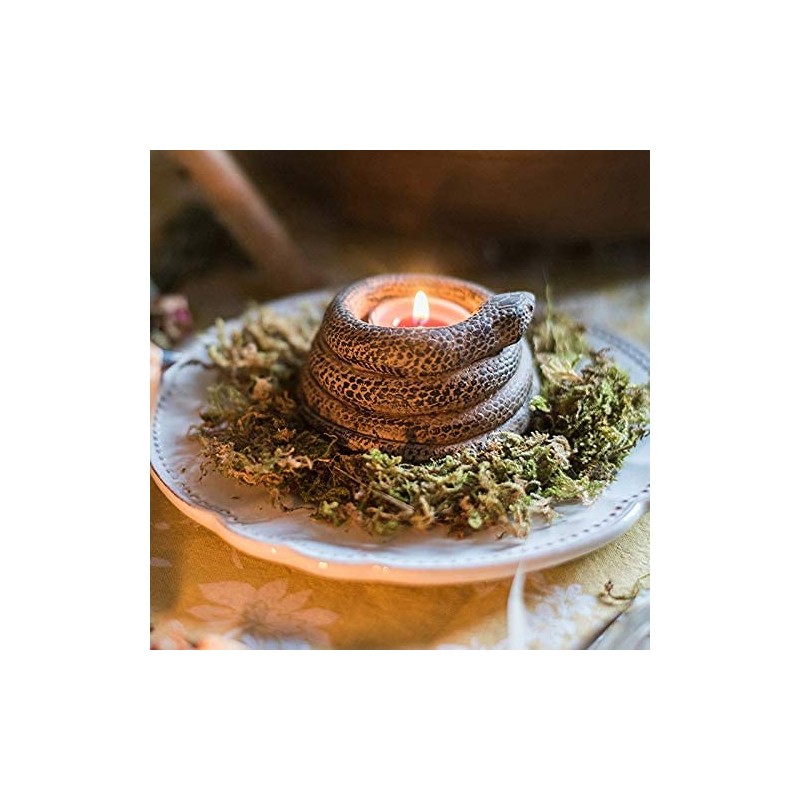 123Arts Resin Candlestick Relief Coiled Snake Candle Holder Ornament