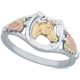 Beautifully Crafted Diamond-cut Sterling-silver Yellow-gold Black Hills Gold Women's Horseshoe Ring Size 6.5