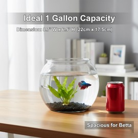 1 Gallon Plastic Fish Bowl, Shatterproof Clear Round Goldfish Betta Tank, Small Bubble Bowl Vase for Centerpiece, Candy Jar, Carnival Game & Party Drink Container