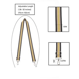 LVYOUME Wide Purse Strap Adjustable Replacement Crossbody Bag Strap Silver Hardware Shoulder Straps for Canvas Tote Handbags