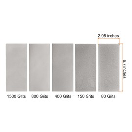 HARFINGTON 5pcs Diamond Sharpening Stone Set 80/150/400/800/1500 Grit Knife Sharpening Stone Surface Plate for knives Scissors Kitchen Tools, Silver Tone