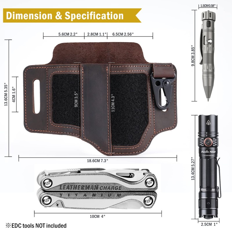 VIPERADE PL3 Multitool Sheath, Leather Sheath with DIY Patch Area,