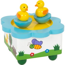 small foot 7489 musical box dancing ducks made of wood, with colorful ducks dancing to a melody, from 3 years on