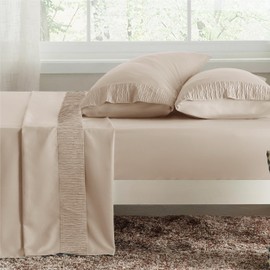 Bedsure Full Size Bed Sheets - 4 Pieces Soft Full Sheet Set - Breathable & Cooling - Hotel Luxury - Easy Care Polyester Microfiber Bedding for Women, Men, Light Khaki