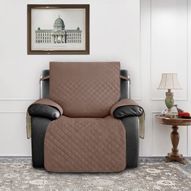 Easy-Going Waterproof Oversized Recliner Chair Sofa Cover with Pocket, 1-Piece Reversible Couch Cover for Recliner, Washable Protector for Dogs (Oversized Recliner, Brown/Beige)